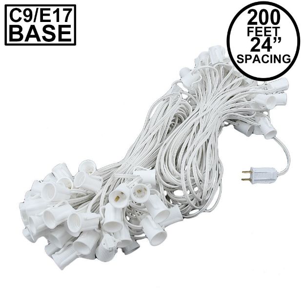C9 200' Stringer 24" Spacing, 100 Sockets - White Wire