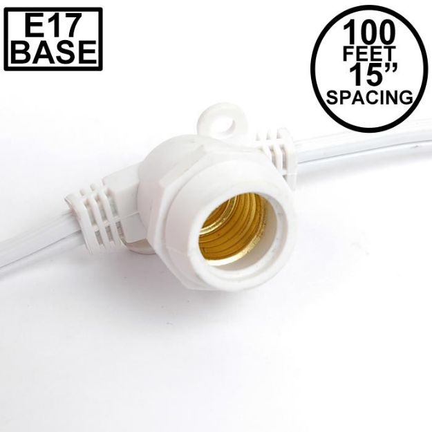 100' White Commercial Grade Stringer 80 Intermediate (e17) Base Sockets
