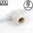25' White Commercial Grade Stringer 25 Candelabra (e12) Base Sockets