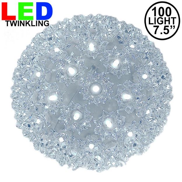 100 Twinkle LED 7.5" Sphere Pure White