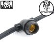 330' Black Commercial Grade Stringer on Candelabra (e12) Base Sockets