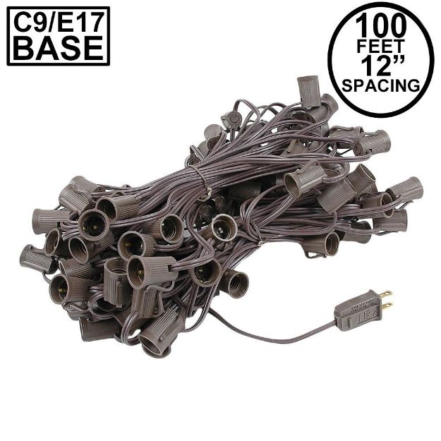 C9 100' String on Brown Wire, 100 Sockets