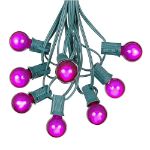 25 G30 Globe Light String Set with Purple Satin Bulbs on Green Wire