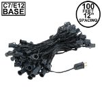 C7 100' String on Black Wire, 100 Sockets