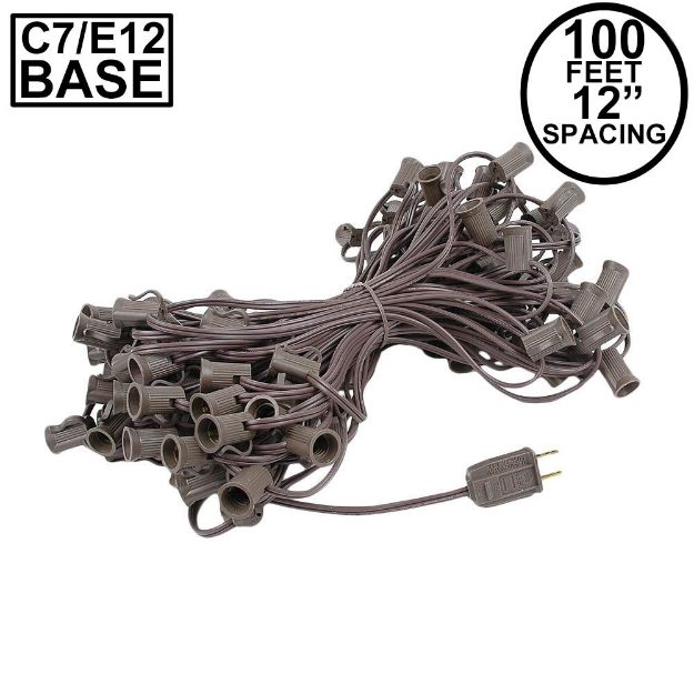 C7 100' String on Brown Wire, 100 Sockets