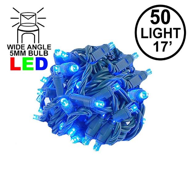 Coaxial 50 LED Blue 4" Spacing Green Wire