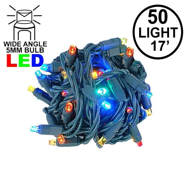 Coaxial 50 LED Multi 4" Spacing Green Wire