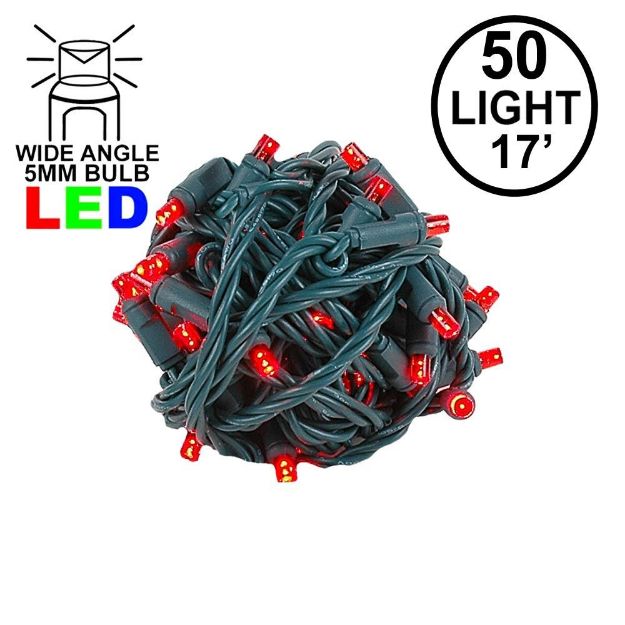 Coaxial 50 LED Red 4" Spacing Green Wire