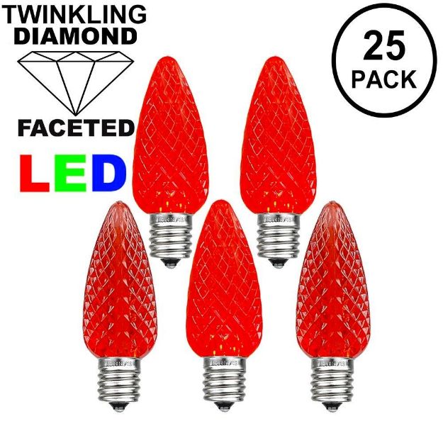 Twinkle Red C7 LED Replacement Bulbs 25 Pack
