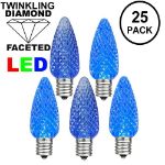 Twinkle Blue C7 LED Replacement Bulbs 25 Pack