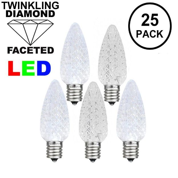 Twinkle Pure White C9 LED Replacement Bulbs 25 Pack