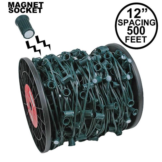 C9 Magnetic 500' Spool 12" Spacing Green Wire