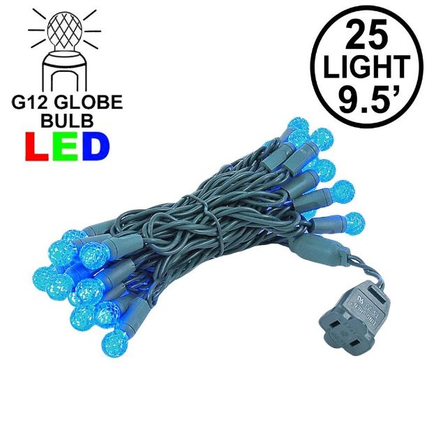 G12 25 LED Blue 4" Spacing Green Wire