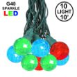 10 Multi Sparkle Orb LED G40 Pre-Lamped String Lights