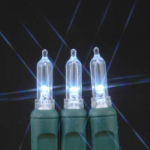 50 Light Traditional T5 Pure White LED Mini Lights Green Wire