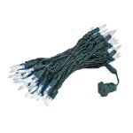 50 Light Traditional T5 Pure White LED Mini Lights Green Wire