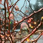 C7 25 Light String Set with Multi-Colored Twinkle Bulbs on White Wire