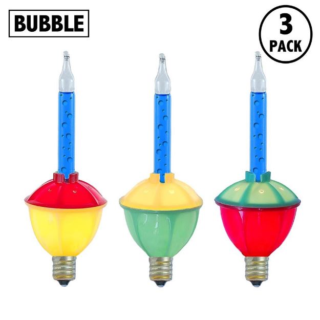 Blue Bubble Light With Multi Base Replacements 3 Pack 