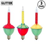 Red and Yellow Bubble Light With Silver Glitter Replacements 3 Pack 