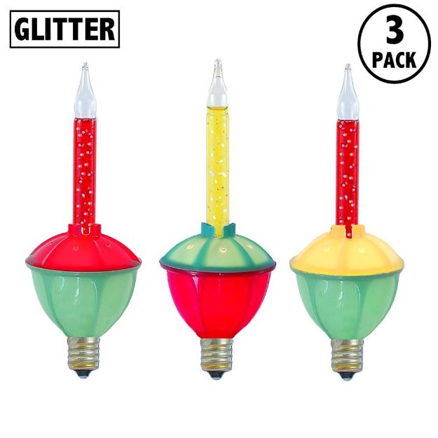 Red and Yellow Bubble Light With Silver Glitter Replacements 3 Pack 