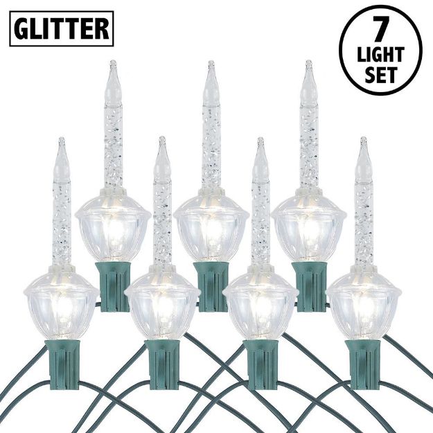 Traditional Clear Bubble Light Set with Silver Glitter