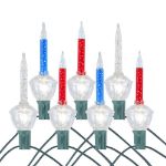 Red/Clear/Blue Bubble Light Clear Base Set with Silver Glitter