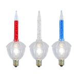 Red/Clear/Blue Bubble Light Clear Base Set with Silver Glitter