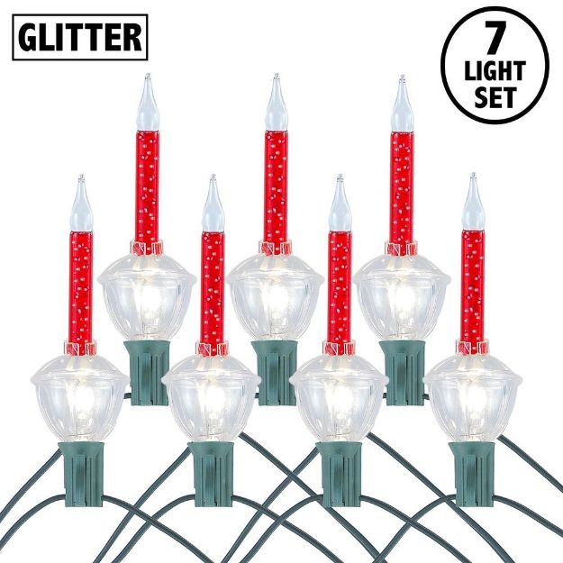 Red Bubble Light Clear Base Set with Silver Glitter