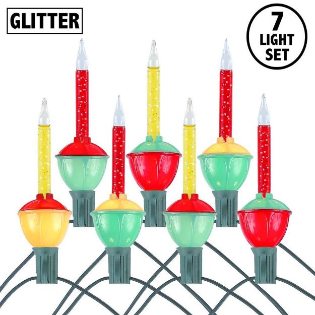 Red and Yellow Bubble Light Clear Base Set with Silver Glitter