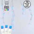 Blue LED Icicle Lights on White Wire 70 Bulbs