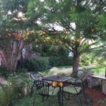 25 G40 Globe String Light Set with Orange Satin Bulbs on Green Wire