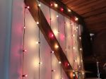 25 G40 Globe String Light Set with Purple Satin Bulbs on Brown Wire