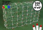 Red LED Net Lights, White Wire 4x6