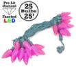 25 Pink C9 LED Pre-Lamped String Lights Green Wire