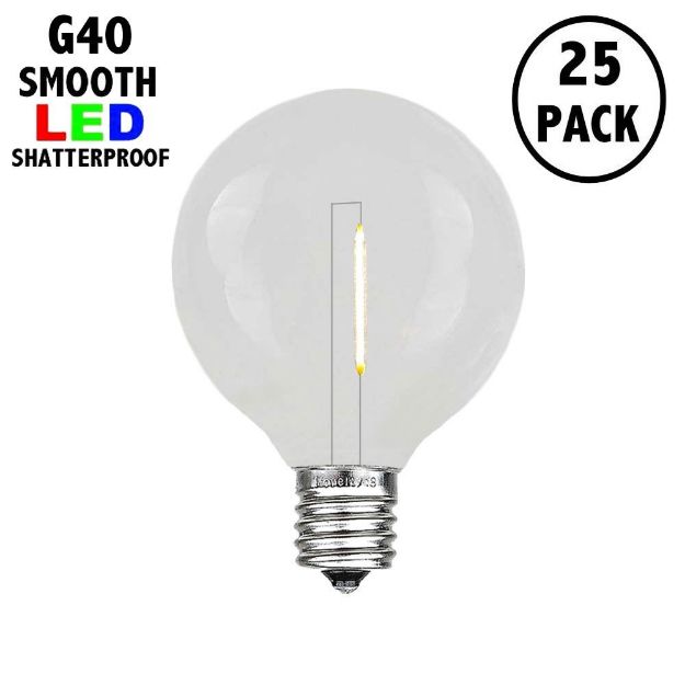 Warm White - G40 - Plastic Filament LED Replacement Bulbs - 25 Pack