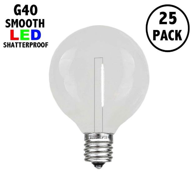 Pure White - G40 - Plastic Filament LED Replacement Bulbs - 25 Pack