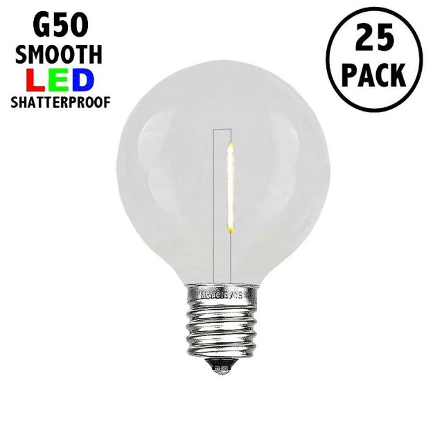 Warm White LED G50 Plastic Filament LED Globe Bulbs - 25pk