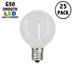 Pure White LED G50 Plastic Filament LED Globe Bulbs - 25pk