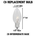 Green C9 LED Plastic Filament Replacement Bulbs 25 Pack 