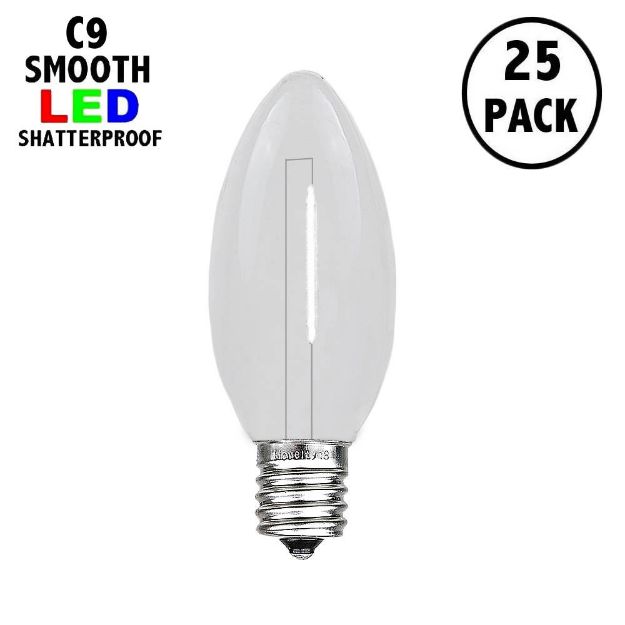 Pure White C9 LED Plastic Filament Replacement Bulbs 25 Pack 
