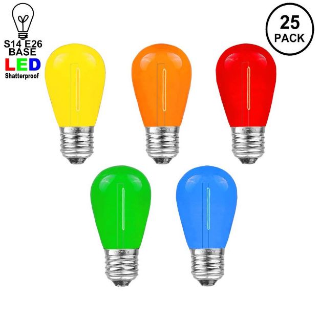 Multi S14 LED Plastic Filament Medium Base e26 Bulbs  - 25pk