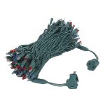 Commercial Grade Wide Angle 100 LED Red White Blue 50' Long on Green Wire