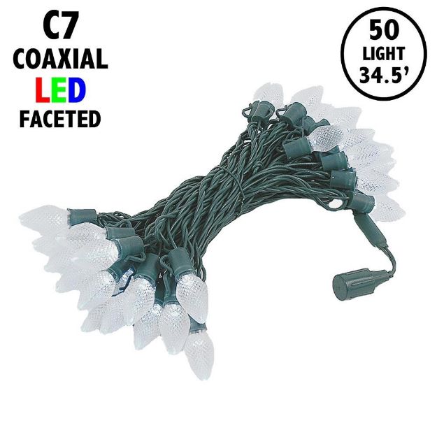 C7 Coaxial 50 LED Pure White 8" Spacing Green Wire