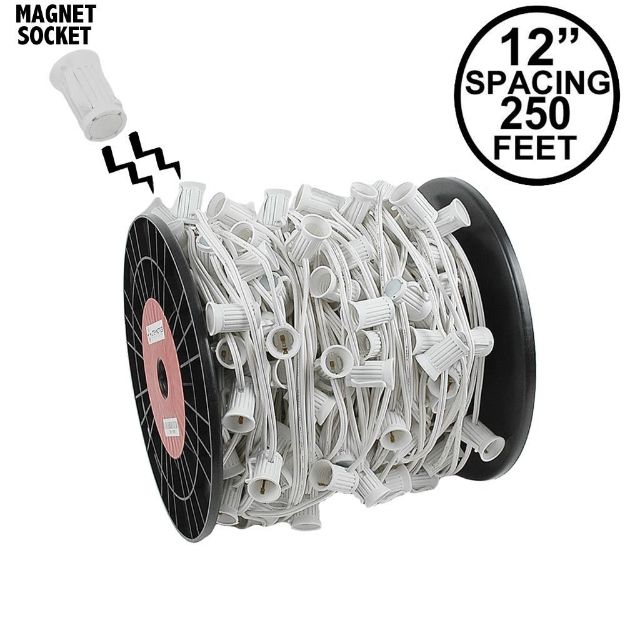 C7 Magnetic 250' Spool 12" Spacing White Wire