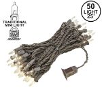 50 Light 25' Long Brown Wire Mini Christmas Lights