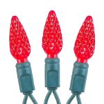 Red 70 LED C6 Strawberry Mini Lights Commercial Grade on Green Wire