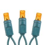 50 LED Battery Operated Lights Amber on Green Wire