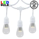 24 LED Warm White S14 Commercial Grade Suspended Light String Set on 48' of White Wire 