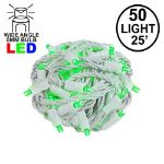 Commercial Grade Wide Angle 50 LED Green 25' Long on White Wire
