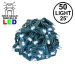 Commercial Grade Wide Angle 50 LED Pure White 25' Long on Green Wire